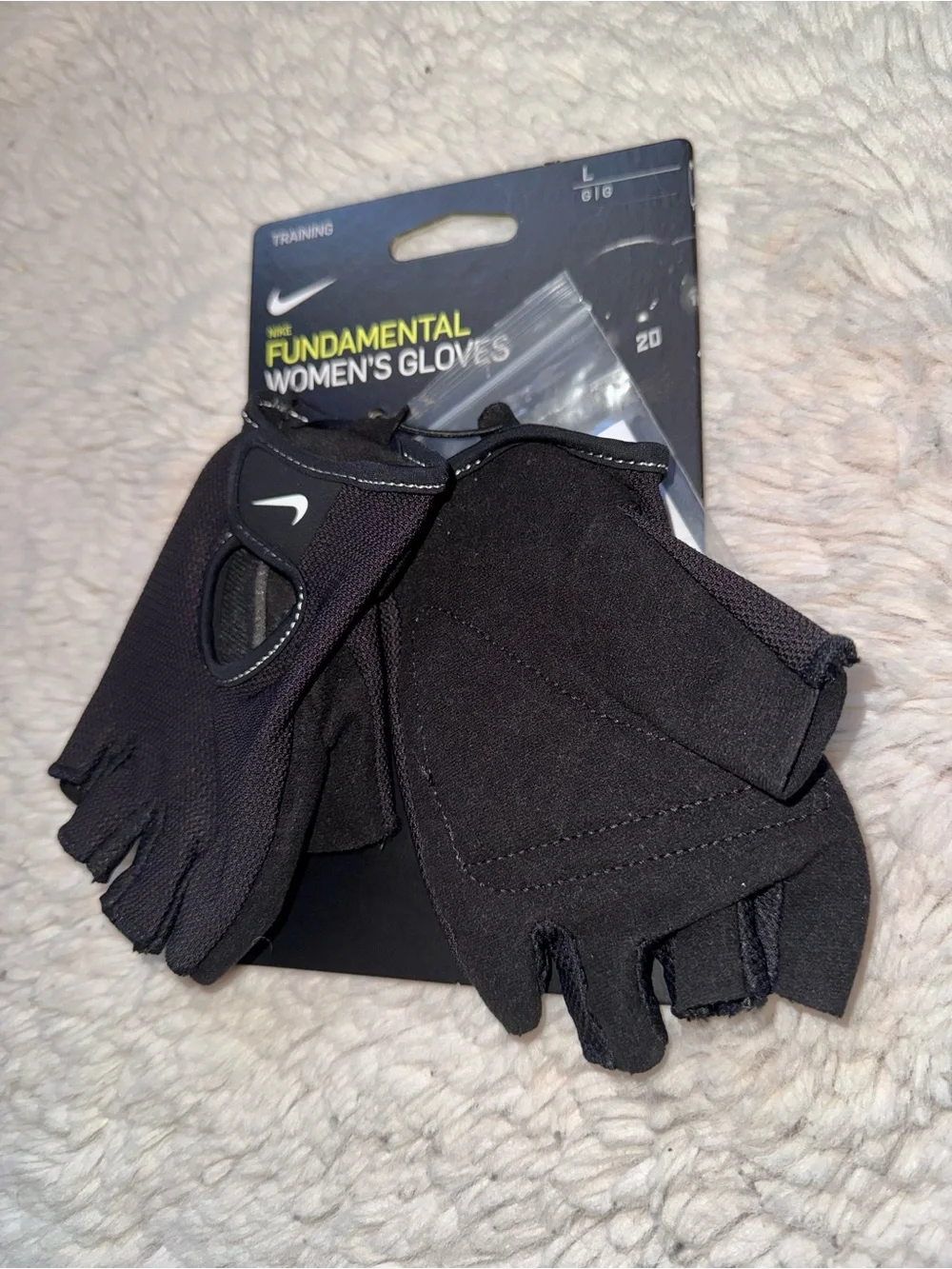 Nike Fundamental Fingerless Women's Size Large Black Polyester Blend Gloves